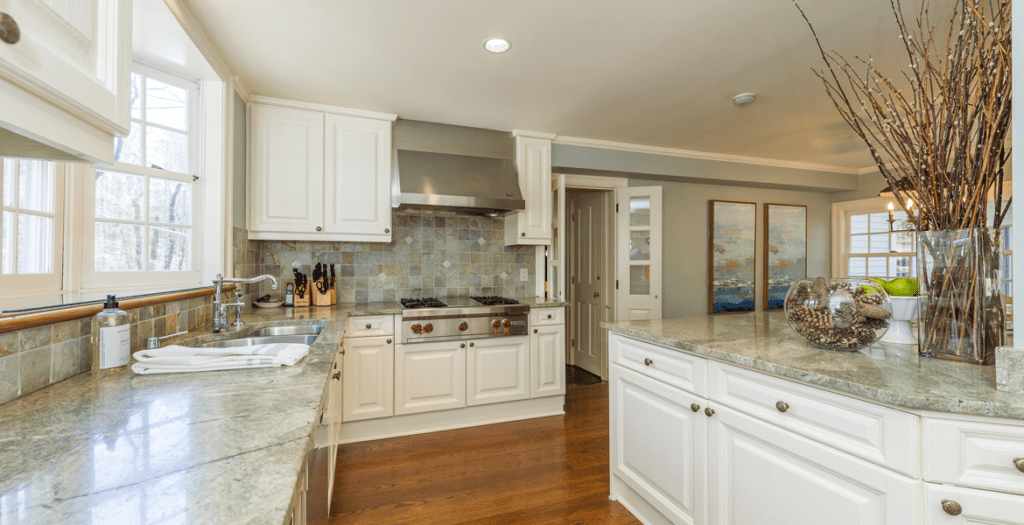 Modern-country-kitchen-with-Granite-countertop-complimenting-the-tile-backsplash--in-North-Salem,-NY-